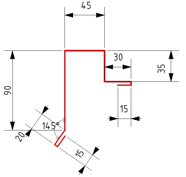 Торцевая планка (20/100/65/35 мм), длина 2 метра GreenCoat Pural BT