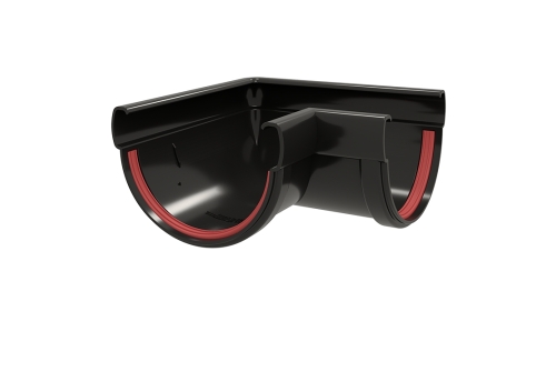 Угол желоба 90° Grand Line Дизайн 135/90 ПВХ черный (RAL 9005)