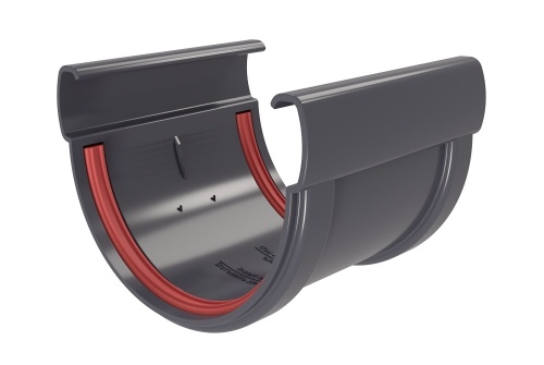 Соединитель желобов Grand Line 135/90 Дизайн ПВХ графит (RAL 7024)