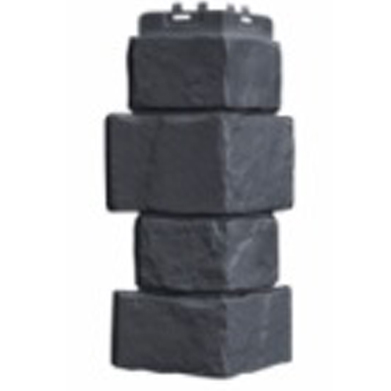 Угол фасадной панели наружный Крупный камень Classic графит