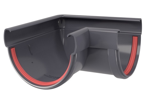 Угол желоба 90° Grand Line Дизайн 135/90 ПВХ графит (RAL 7024)